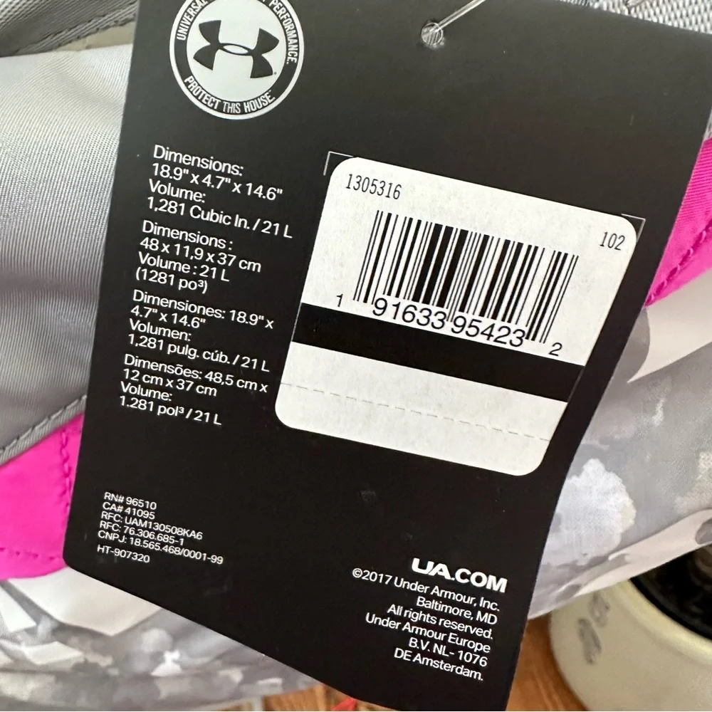 Under Armour Gray and‎ Pink Duffel Bag